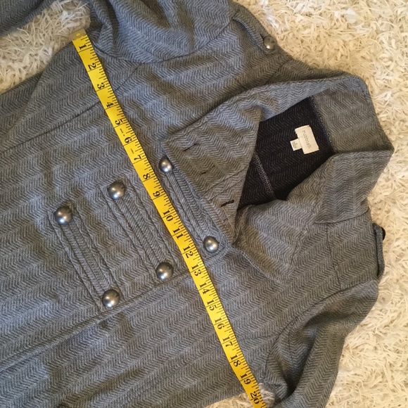 Nordstrom Rubbish Gray Double Breasted Military Style soft cotton Jacket Blazer - Picture 6 of 10